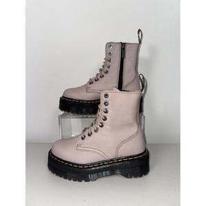 $210 Dr. Martens Jadon III Pisa Leather Platform Boots Taupe Size Zip Size 6